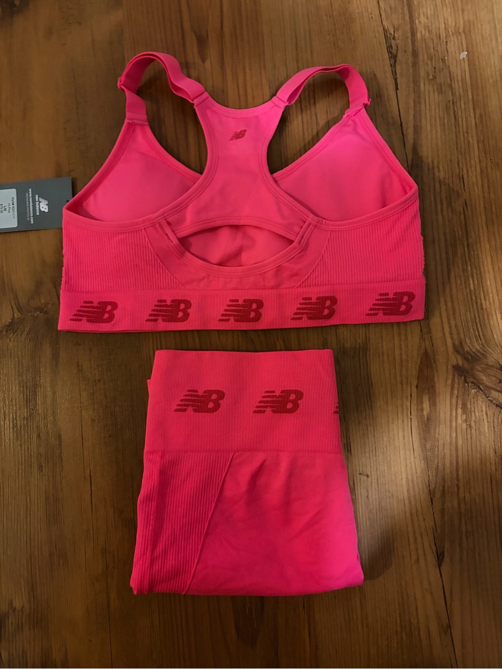 new balance | pink workout set | sports bra & shorts | large | NWT